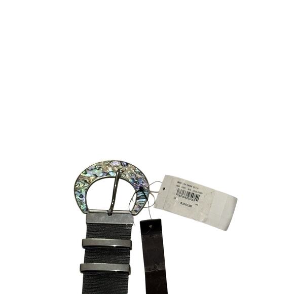 Ralph Lauren Purple Label Seashell-Buckle Abalone Brass Chain Silver Mesh Belt main image 8